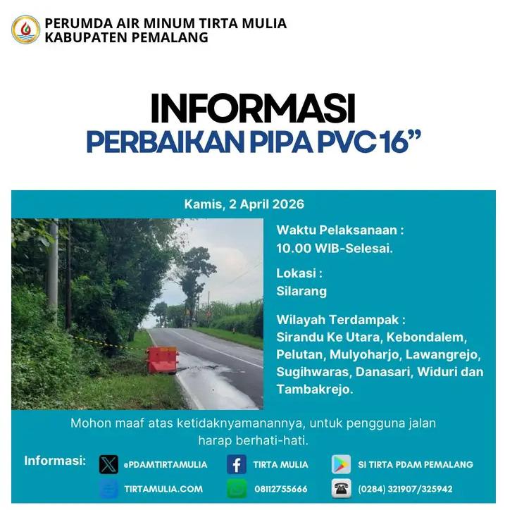 Informasi Perbaikan Pipa PVC 16 inch di Silarang 1 IMG 20260402 WA0021